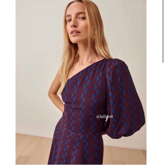 NWT Reformation Lawrence One Shoulder Midi Dress in Marooned, Size 2 - Picture 7 of 7